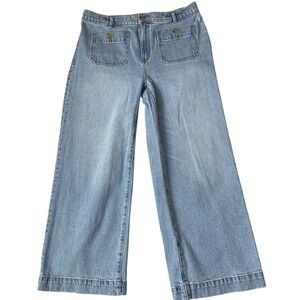 Ann Taylor LOFT Palmer Wide Leg Cropped Jeans Women 30/10 Blue Light Wash NEW